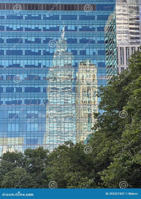 Skyscrapers Reflection on Glass Windows of a Building Stock Image - Image of blue, glass: 295257407