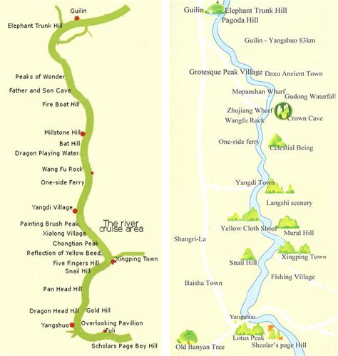 Li River Map, Guilin Li River Map, China Tour Map Resources