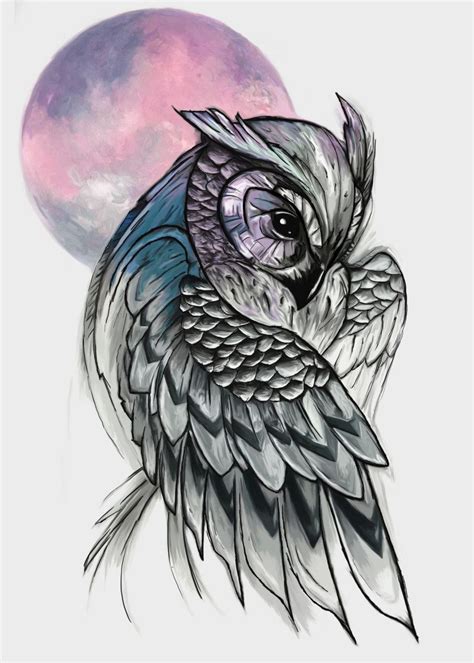 'Moonlight Owl ' Poster by ARTilley | Displate | Owl tattoo drawings, Owl posters, Owl tattoo design