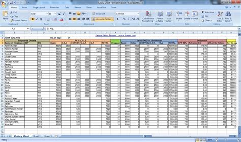 Pay Scale Excel Template