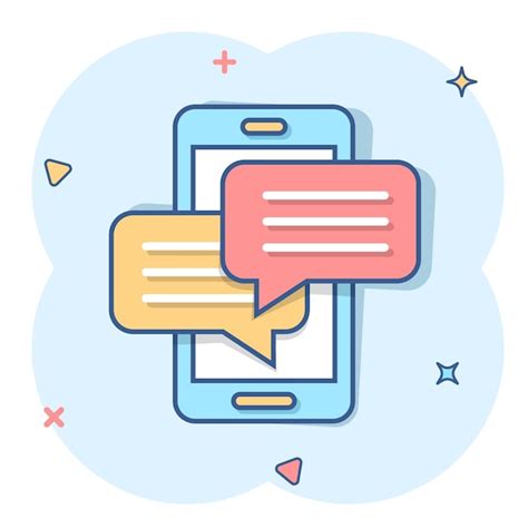 Premium Vector | Mobile phone chat sign icon in comic style Message ...