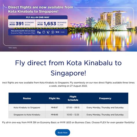 Malaysia Airlines Direct Flight Kota Kinabalu to Singapore | November ...