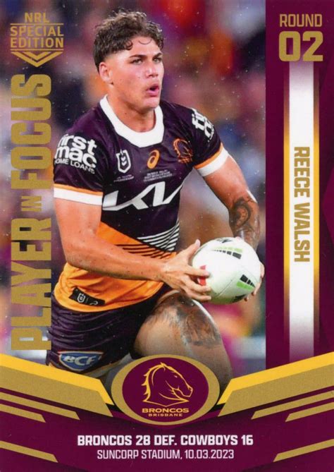 2023 NRL Player In Focus - IF02 Reece Walsh Brisbane Broncos - Gold ...