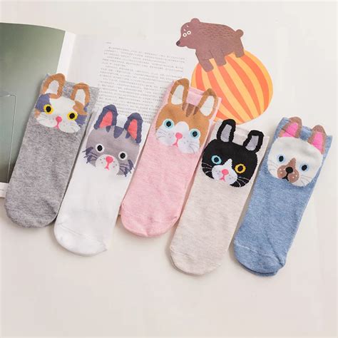 New Design Animal Patterned Short Socks Women Rabbit Cartoon Ankle Socks Female Fashion Summer ...