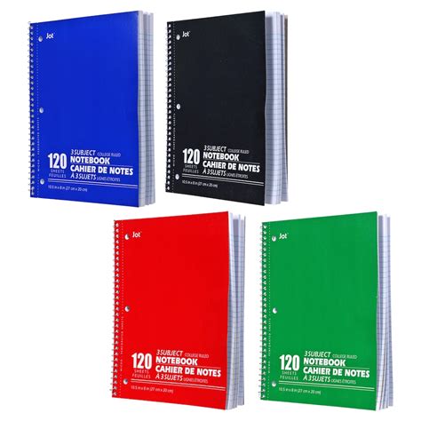 Bulk Jot 3-Subject College-Ruled Spiral Notebooks, 120 Pages | Dollar Tree