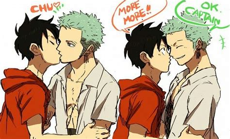 Zoro x Luffy kissing | Zoro, Luffy, Dessin one piece