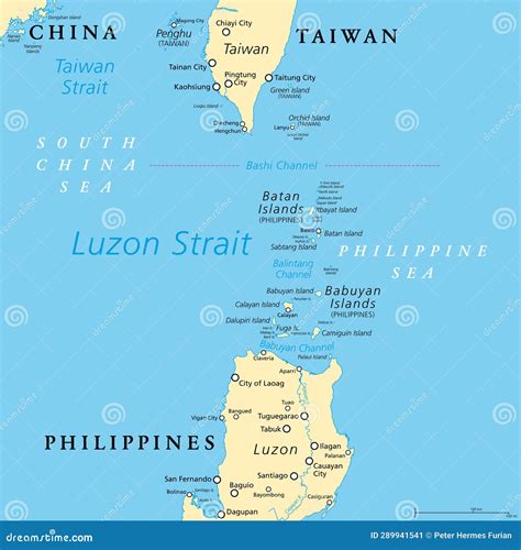 Luzon Strait, Strait Between Luzon And Taiwan, Gray Political Map ...