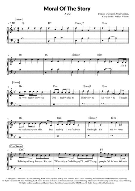 Moral Of The Story (arr. Pave) by Ashe Sheet Music for Piano & Vocal at Sheet Music Direct