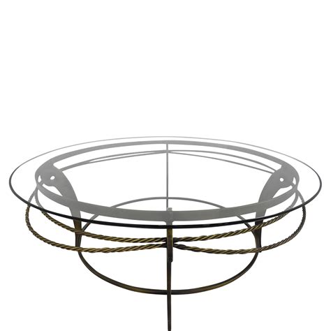78% OFF - Ethan Allen Ethan Allen Round Glass and Metal Coffee Table / Tables