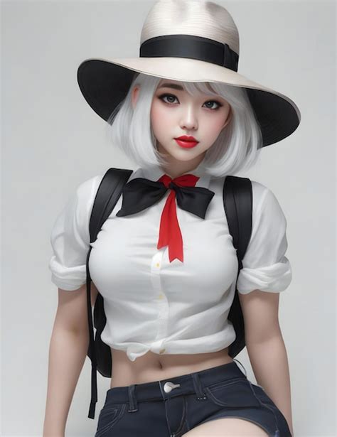 Premium AI Image | Japanese anime cosplay girl with white hair and hat ...