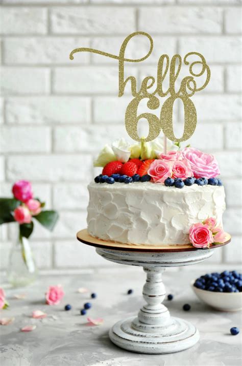 Party Supplies Party Décor Happy 60th cake topper Age cake topper Sixty anniversary 60th ...