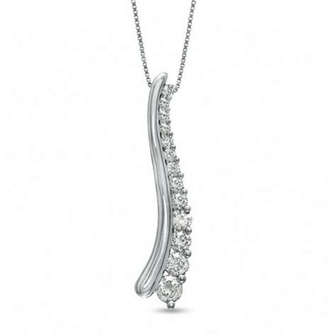 Zales 3/8 CT. T.W. Journey Diamond Pendant in 10K White Gold | Diamond pendant, White gold, Diamond