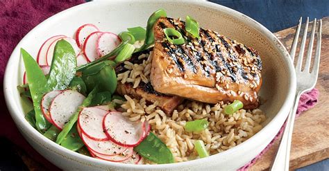 Glazed Salmon and Rice Bowl Recipe | MyRecipes