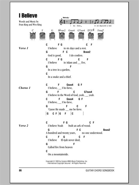 I Believe by Wes King Sheet Music for Guitar Chords/Lyrics at Sheet Music Direct