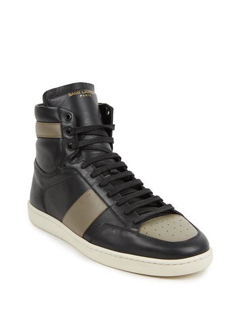 Lyst - Saint Laurent Classic Hi-top Leather Sneakers in Black for Men - Save 51%