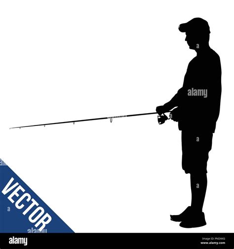 Fisherman silhouette on white background, vector illustration Stock Vector Image & Art - Alamy