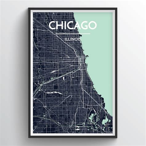 Chicago Map Art Print - Wall Art for Home, Office, Hotel - Point Two Design