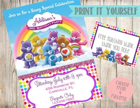 Care Bears Birthday Party Invitation Care Bears Invitation | Etsy