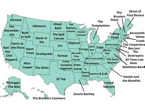 The Most Famous Band of all Time From Every U.S. State - Vivid Maps