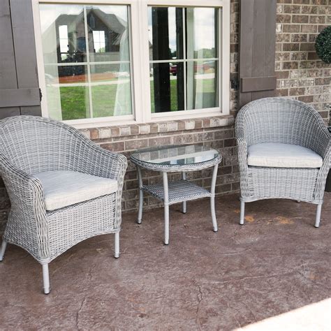 Pleasant Bay 3-Piece Outdoor Wicker Patio Bistro Set With Table ...