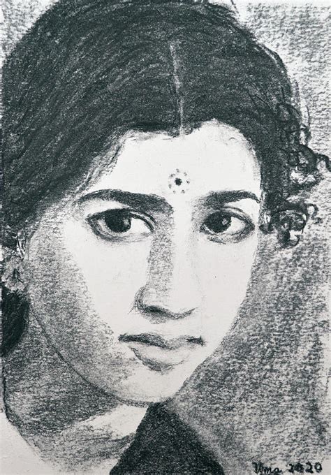 Young Lata Mangeshkar Drawing by Uma Krishnamoorthy - Pixels