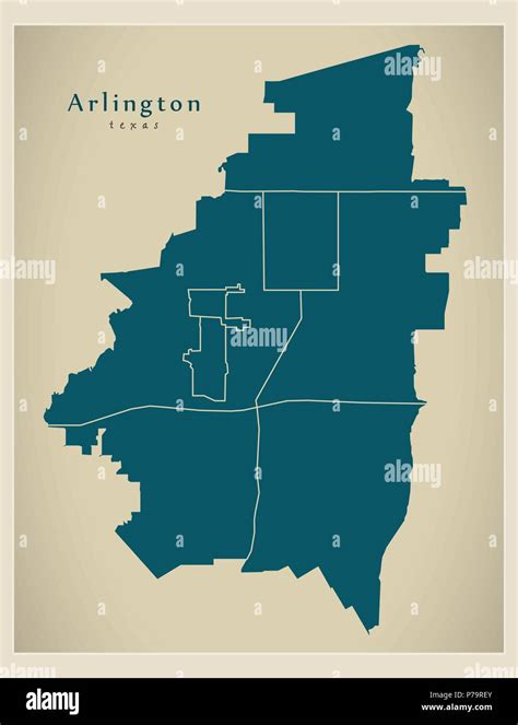 Modern City Map - Arlington Texas city of the USA with neighborhoods ...