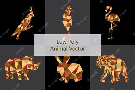 Premium Vector | Low poly animals with selective limited colour on dark ...