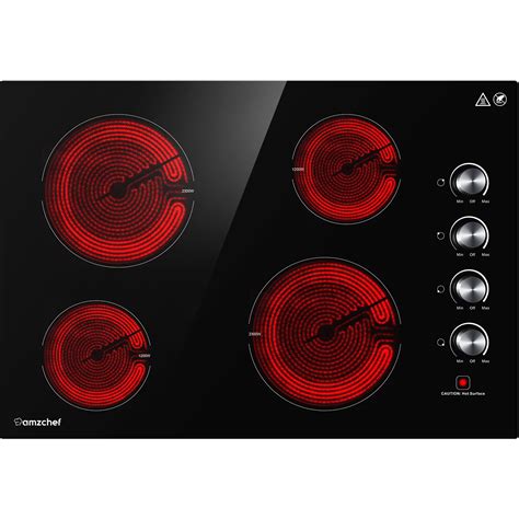 AMZCHEF Electric Cooktop 30" Built-in Electric Burner with 4 Burners, ETL Safety Certified ...