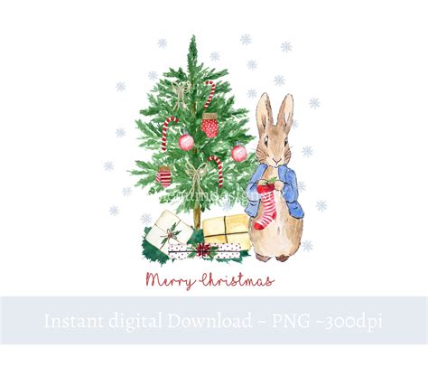 Peter Rabbit Christmas Tree PNG, Peter Rabbit Sublimation Design ...