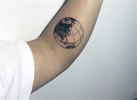 Little simple black ink earth tattoo on arm - Tattooimages.biz