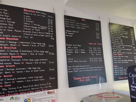 Menu at Cafe Nexus, Swindon