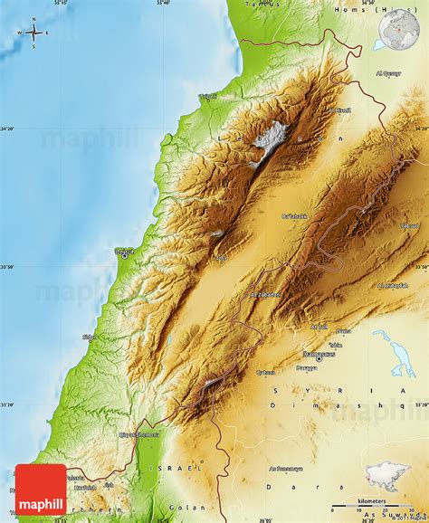 Physical Map of Lebanon