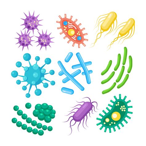 Set of bacteria, microbes, virus, germs. Disease-causing object ...