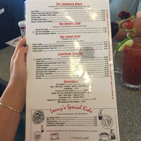 Menu at Lenny’s Restaurant, Clearwater