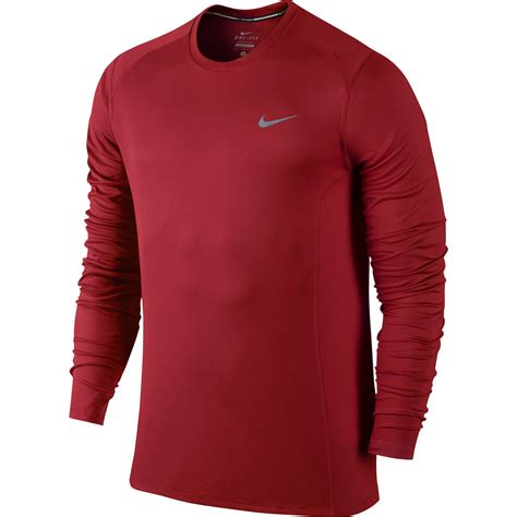 Nike Mens Dri-FIT Miler Long Sleeve Top - University Red - Tennisnuts.com