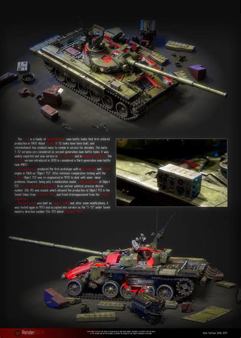 RenderDock - Full interior T-72A main battle tank. Low poly