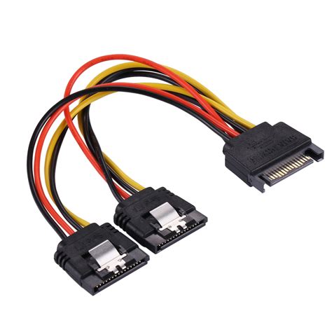 20cm 15 Pin Male to 2×15 Pin Female SATA Power Supply Extension Cable – Alexnld.com