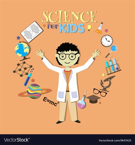 Science for kids cartoon scientist collection Vector Image