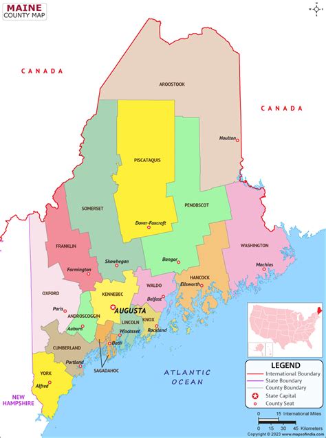 Maine Map Showing Counties - Fawnia Susanetta