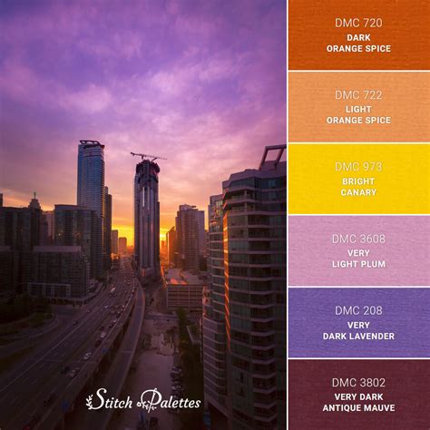 Rooftop Sunrise - Embroidery Color Palette (With Thread Codes)