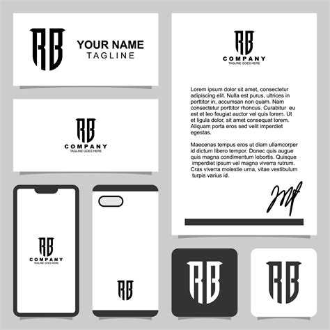 Letter R B monogram logo design with stationery template 7317343 Vector ...