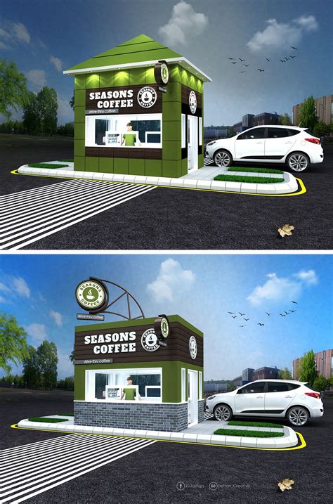 Drive Thru Coffee Kiosk 3D Design on Behance | Coffee shop design ...