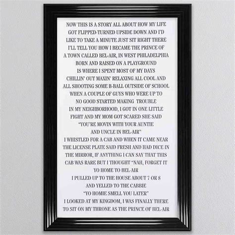 Fresh Prince Of Bel Air (Will Smith) Lyrics Framed Wall Art - FRAMED ART from Fab Home Interiors UK