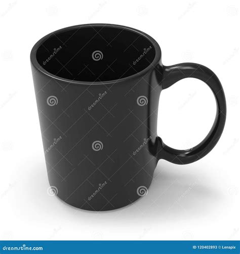 Black Mug Isolated on White Background Stock Illustration - Illustration of render, mockup ...