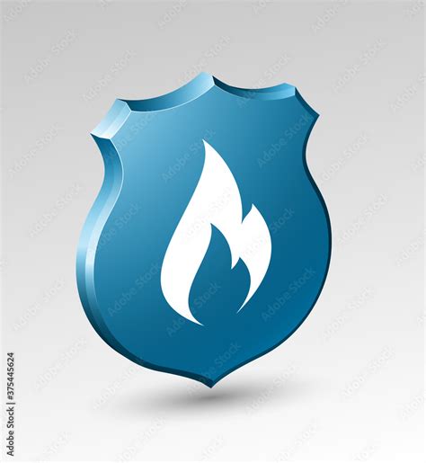 Design shield icon with fire Origami banner Stock Vector | Adobe Stock