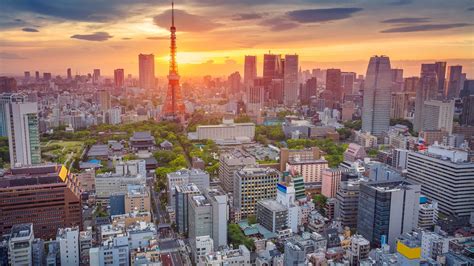 Desktop Wallpaper Tokyo City, Sunset, Buildings, Aerial View, Hd Image ...