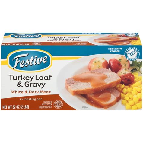 Festive White & Dark Meat in Roasting Pan Festive White & Dark Meat Turkey Loaf & Gravy in ...