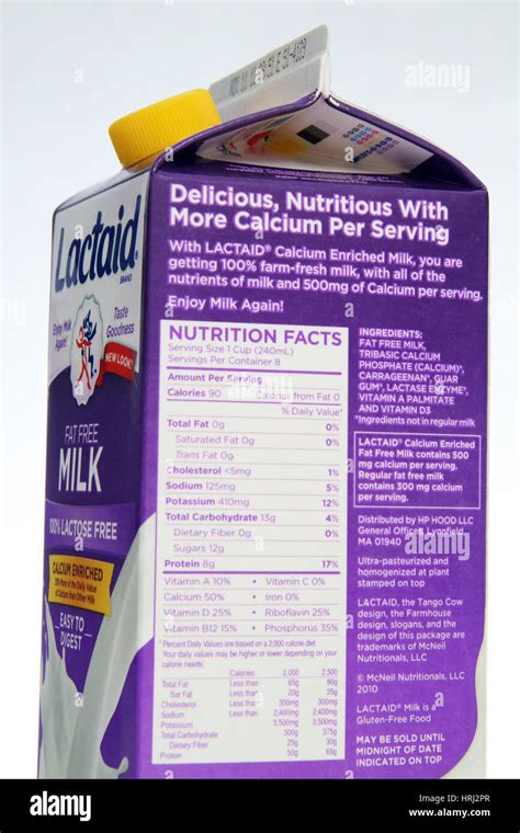 Lactaid Milk Nutrition Label - 1stadenium