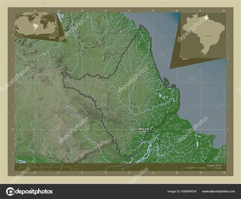 Amapa State Brazil Elevation Map Colored Wiki Style Lakes Rivers Stock ...