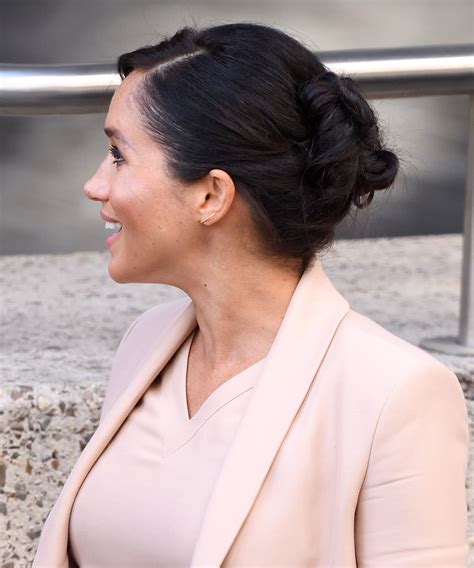 Meghan Markle Changes Her Low Messy Bun With Side Part